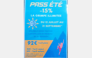 pass'été illimité Bloc session valable dans toute les salles Bloc Session