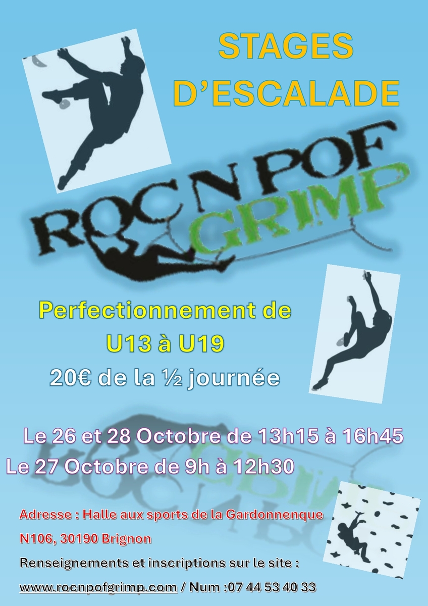 STAGE ESCALADE OCTOBRE 2026 - Perfectionnement U13 à U19