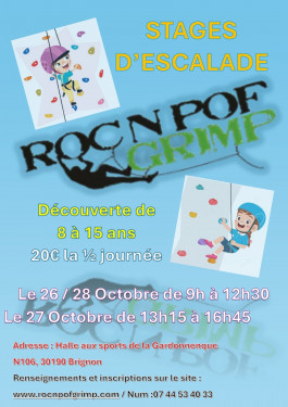 STAGE ESCALADE OCTOBRE 2026 - Découverte de 8 à 15 ans