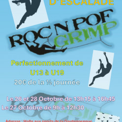 STAGE ESCALADE OCTOBRE 2026 - Perfectionnement U13 à U19